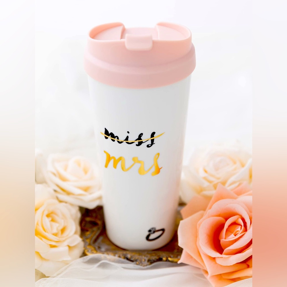Kate Spade 16 oz coffee cup “Miss to Mrs”